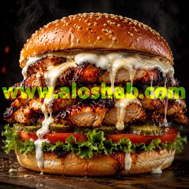 ساندویچ اسموک هاوس چیکن تگزاسی (Texas Style Chicken Smokehouse) فست فود و رستوران شبانه الوشب