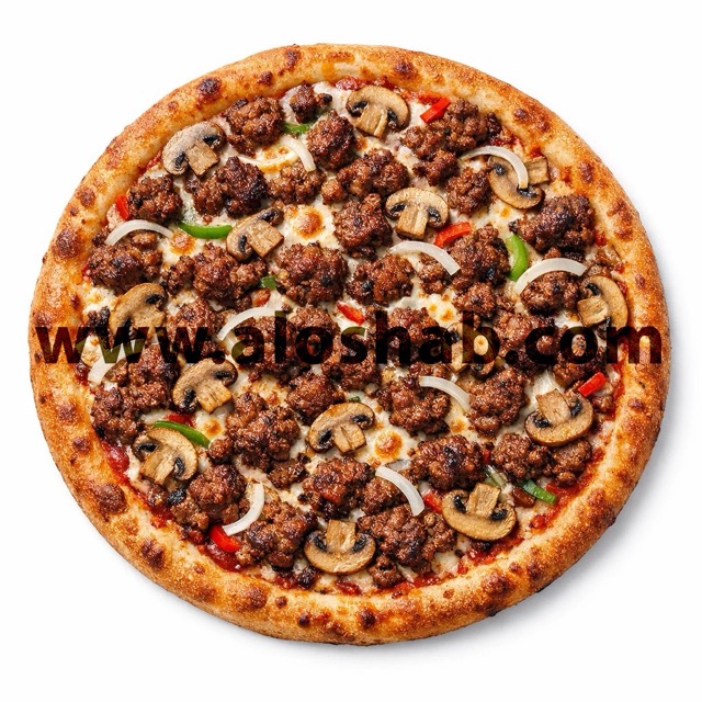 پیتزای گوشت و قارچ تک نفره
